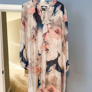 Dkny Pink and Blue Long Sleeve Sundress